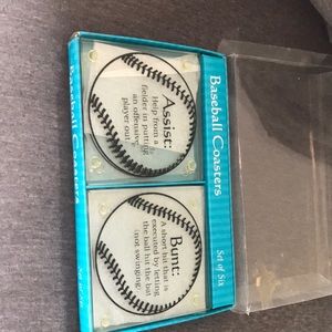 6 glass baseball coasters